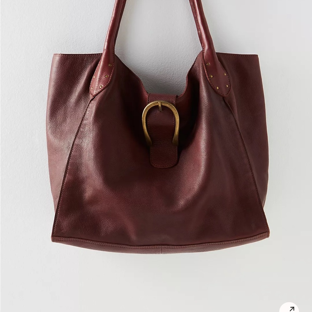 Free People We the Free Odyssey Slouchy Auburn Leather Tote Discontinued Style
